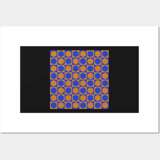blue and orange geometrical pattern Posters and Art